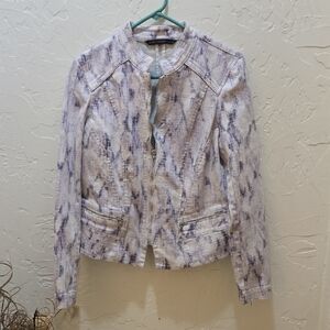 White House Black Market Lavender Snakeskin  Patterned Blazer-Moto Jacket